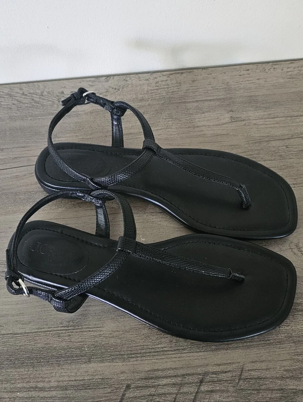 J.Crew Sadie Black ankle strap thong sandals 7 1/2